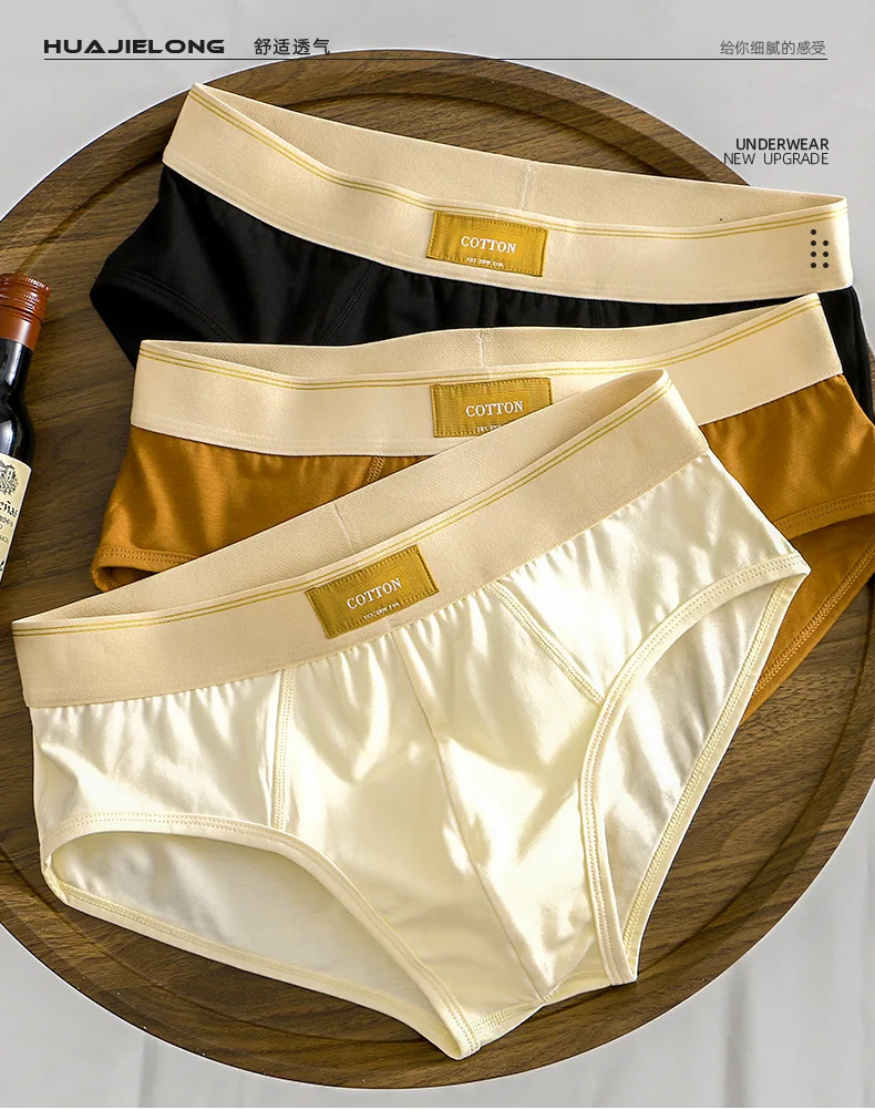 Description Picture 2 of item3pcs/lot Sexy Men's Underwear Cotton Men's Briefs Breathable Trendy Solid Color Plus Size Men's Underpants