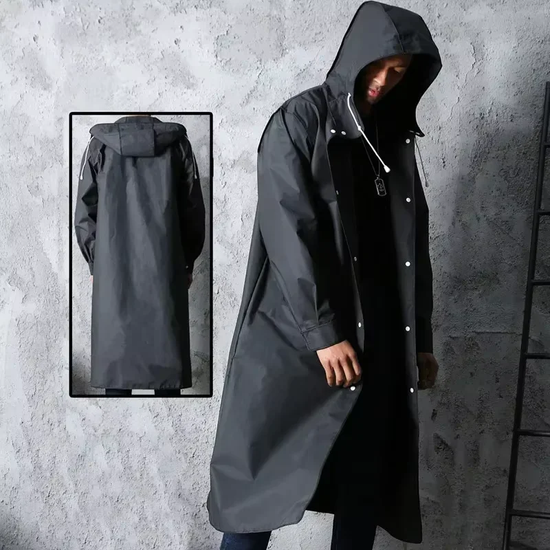 Imperméable longue pêche randonnée - Manteau pluie étanche homme femme capuche - Vêtement extérieur