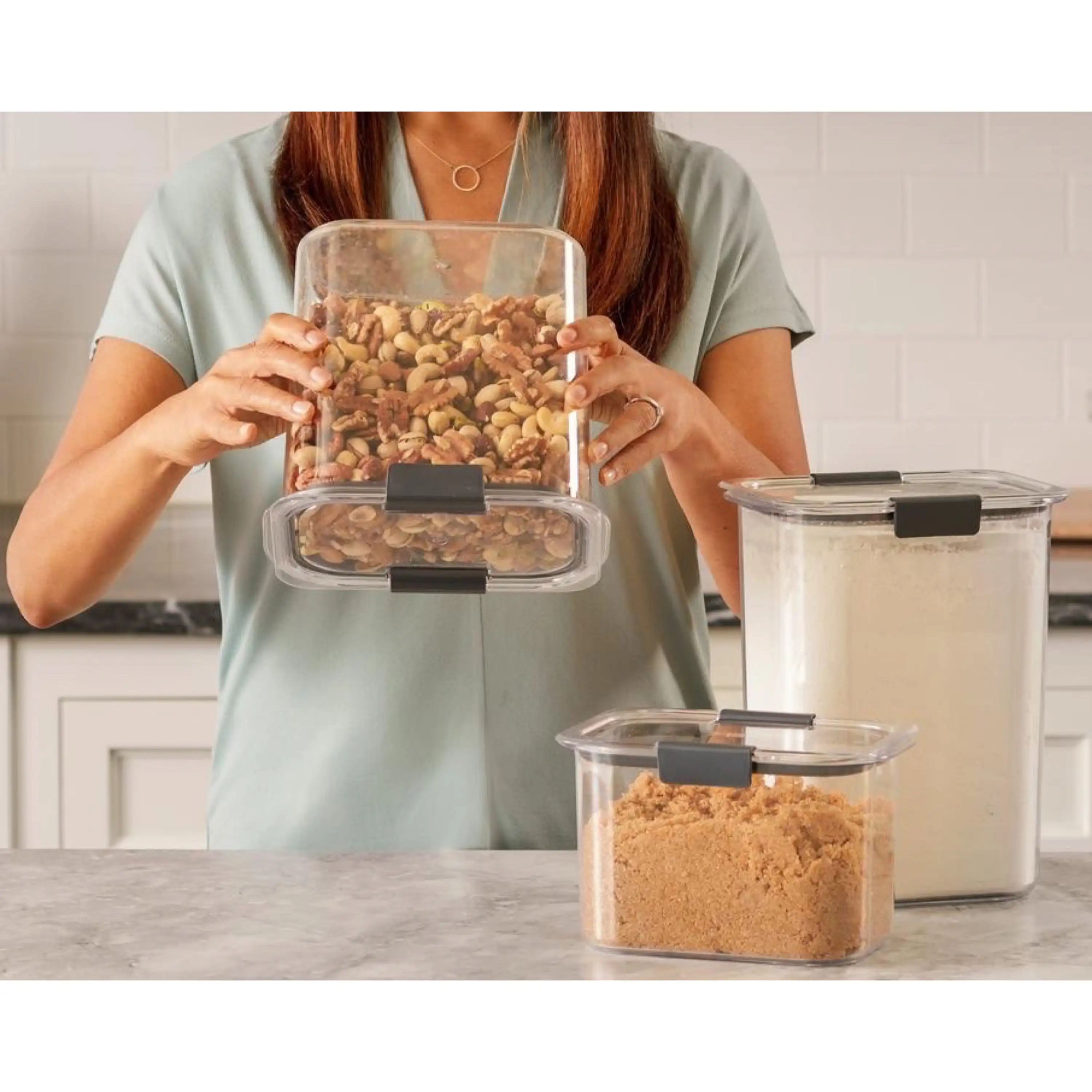 Rubbermaid Brilliance Pantry Cereal Keeper, 18-Cup Airtight Cereal Container  