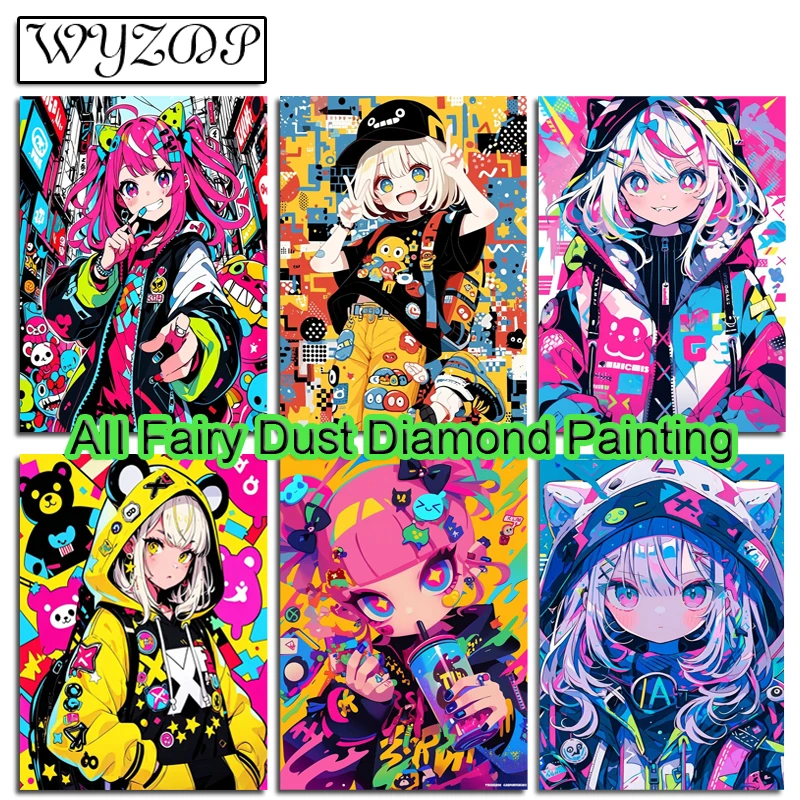 Diamond painting,painting set Diy Fairy Dust Diamond Painting Kit Cartoon girl Full Diamond Cross Stitch Popular elements AB Art Crystal Home Decor