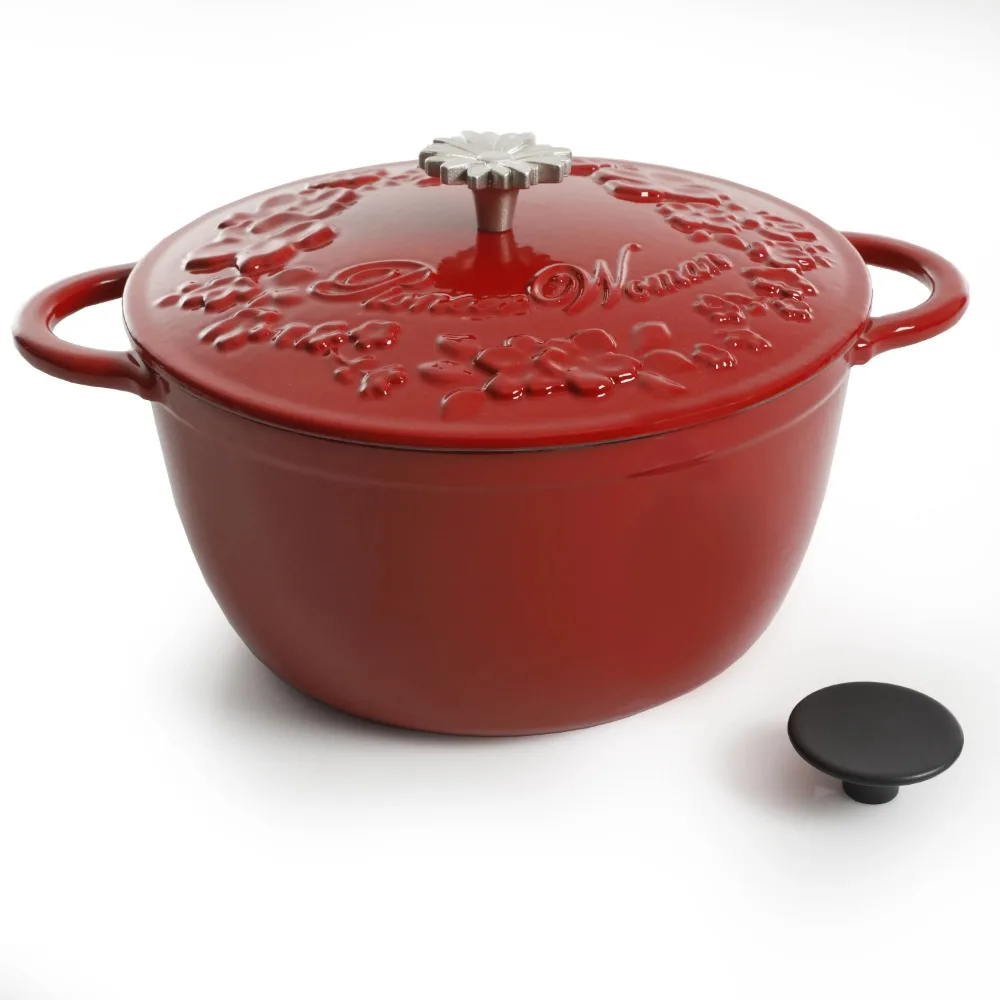 The Pioneer Woman Timeless Beauty Enamel-on-Cast Iron 6-Quart Dutch Oven,  Red - AliExpress