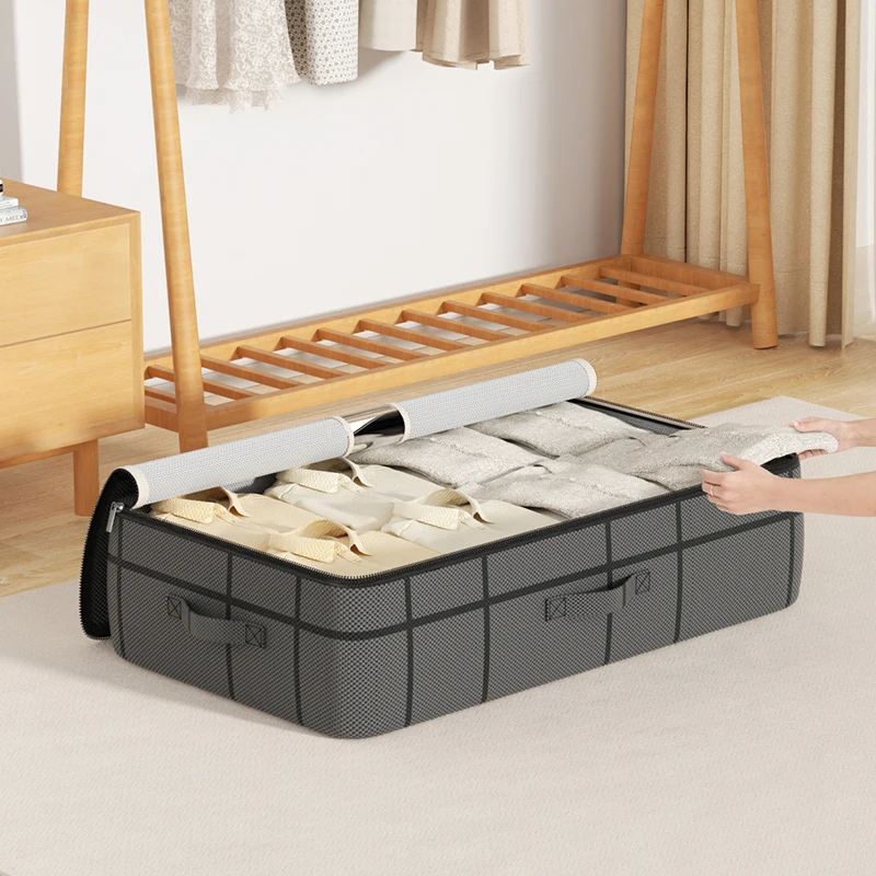 1Pc portable large capacity quilt storage bag Underbed storage bag Wardrobe clothes Organizer family mobile storage bag 5