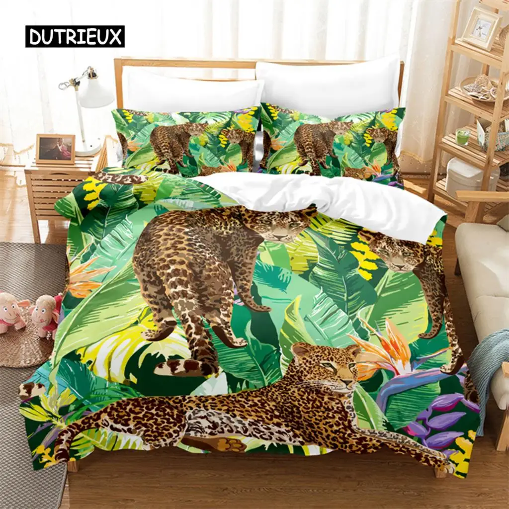 

Tropical Forest Leopard Bedding Set Duvet Cover Set 3d Bedding Digital Printing Bed Linen Queen Size Bedding Set Fashion Design