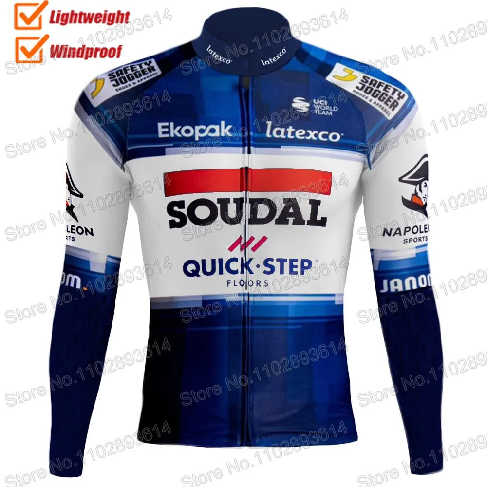 thumbnail image 1 of Bélgica Soudal Quick Step Team 2023 Chaleco cortavientos para hombre, chaqueta de ciclismo, maillot de ciclismo a prueba de viento, manga larga, maillot de ciclismo de montaña, 1 of 5