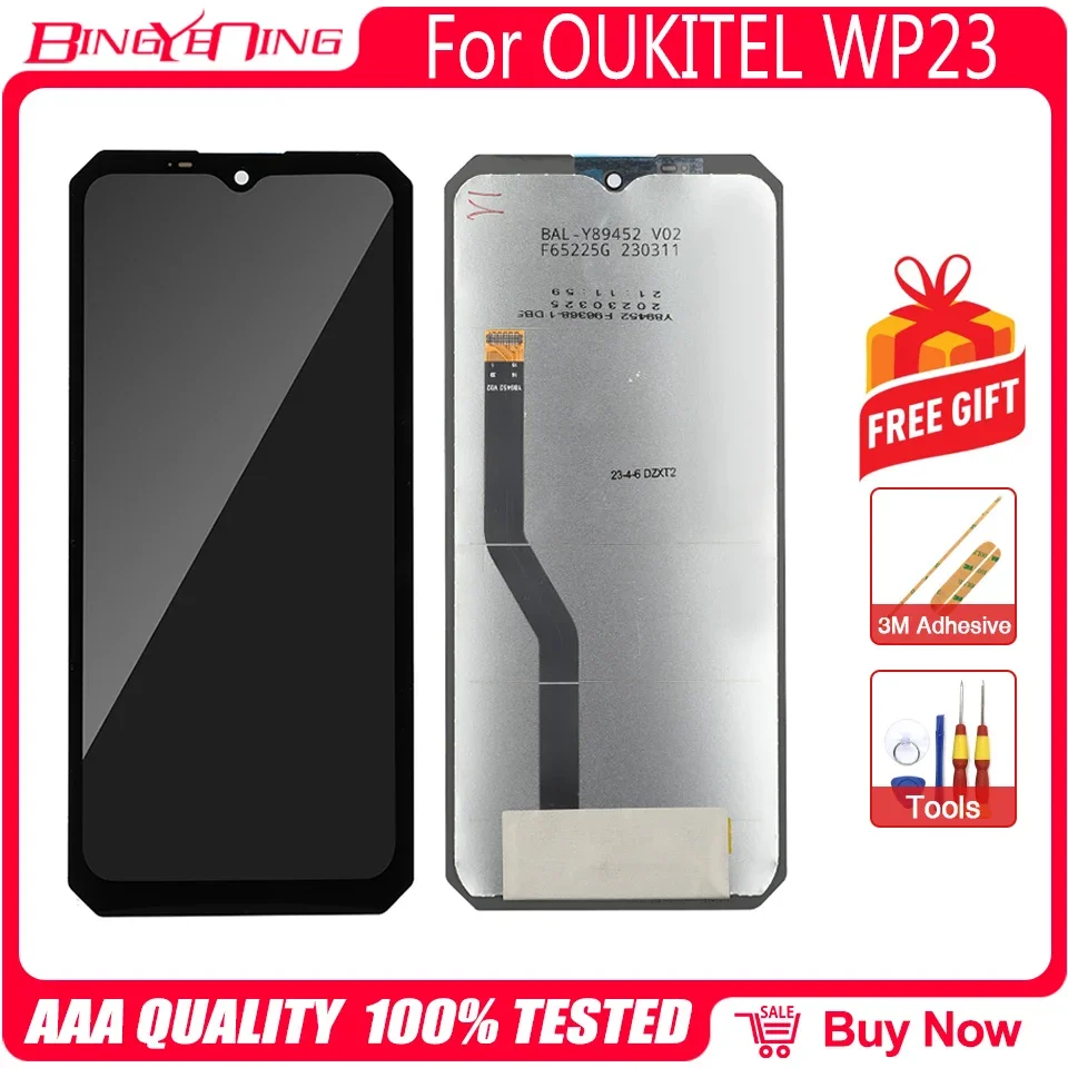 Per Oukitel WP23 Display LCD per Oukitel WP23 Pro Sostituzione dello schermo per Oukitel WP23 Touch Digitizer Assembly Kit di riparazione (nero, senza cornice