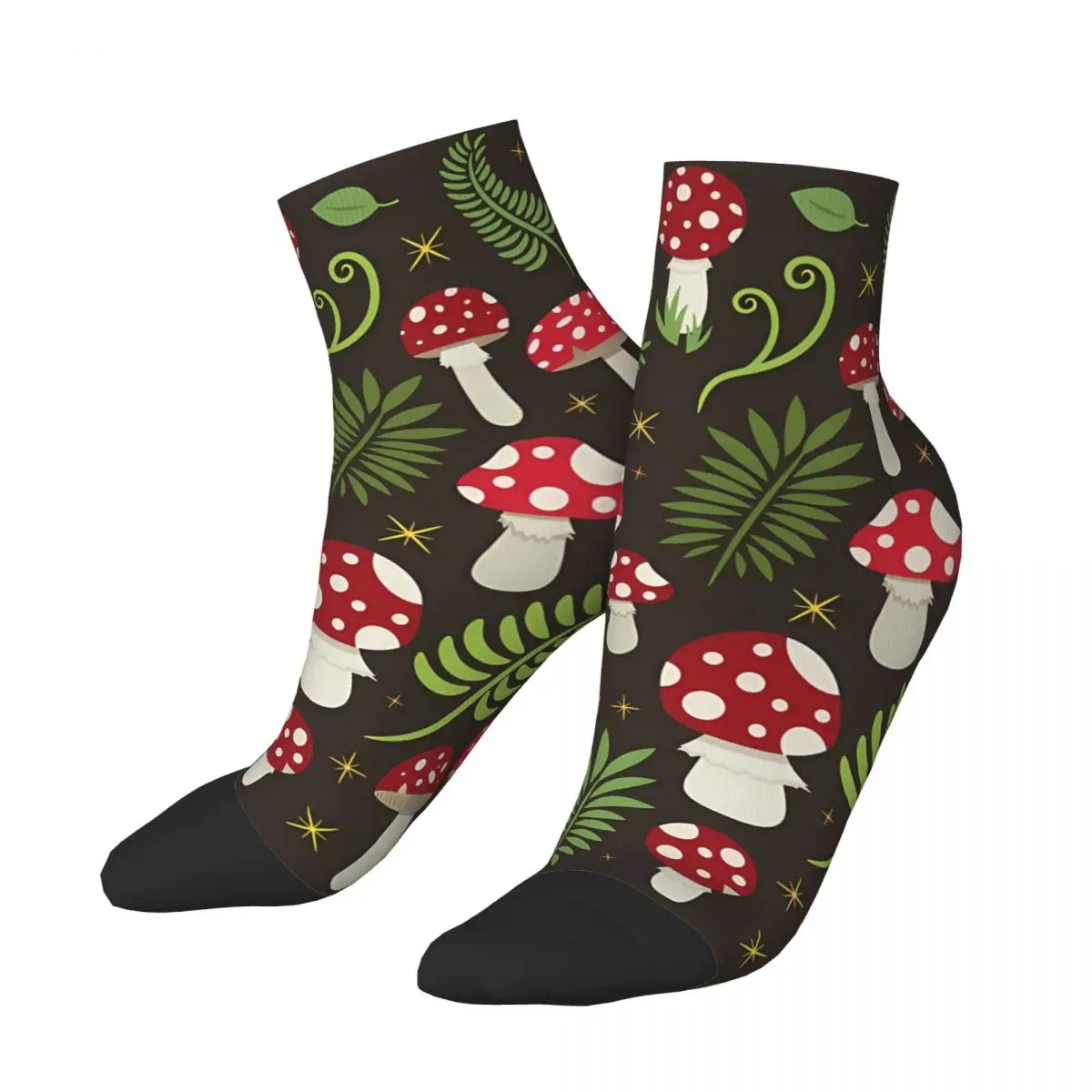 

Magic Forest Red Mushrooms Men's Ankle Socks Mushroom Unisex Harajuku Seamless Printed Crazy Low Sock Gift