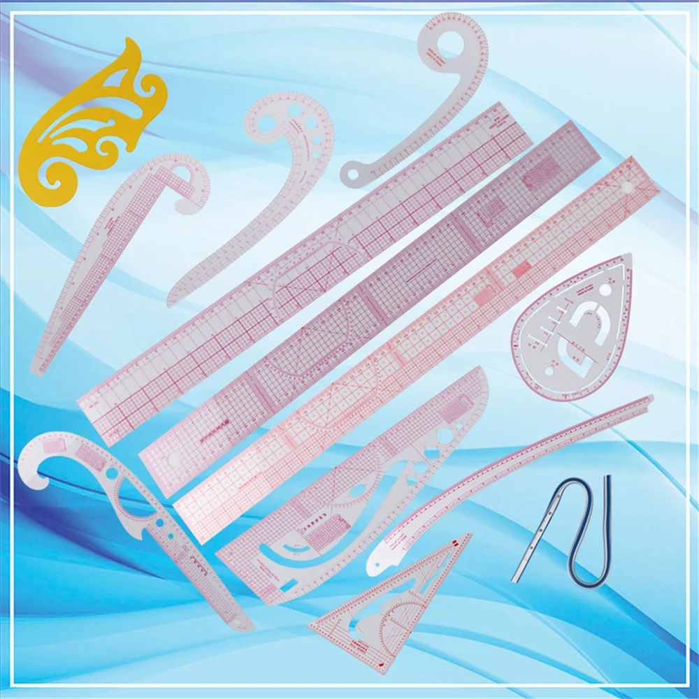 2PCS flexible ruler for sewing Clear Drawing Ruler Tee Ruler Measuring