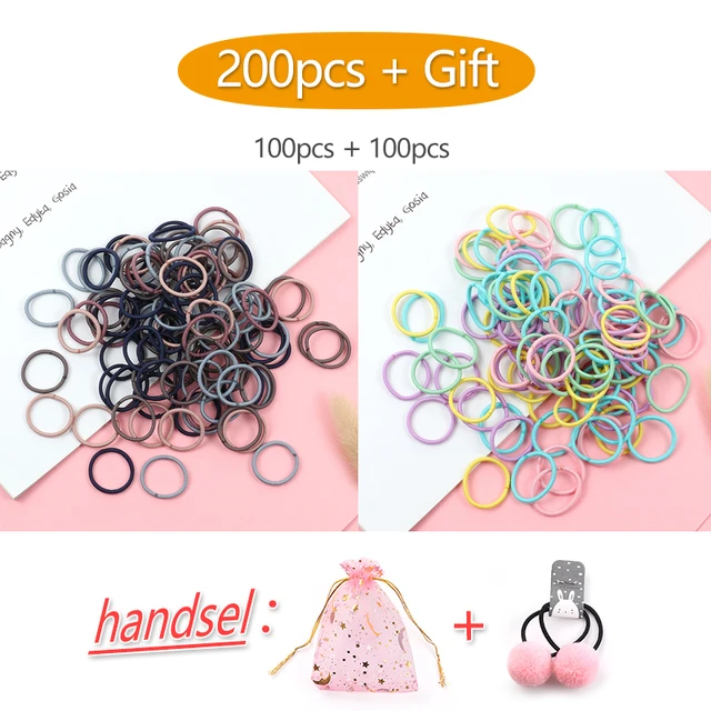 100PCS/Set Girl Hair Ring Children Ponytail Elastic rubber band hair band Hair Accessories girl Headband Scrunchie Headdress Set 200pcs-33