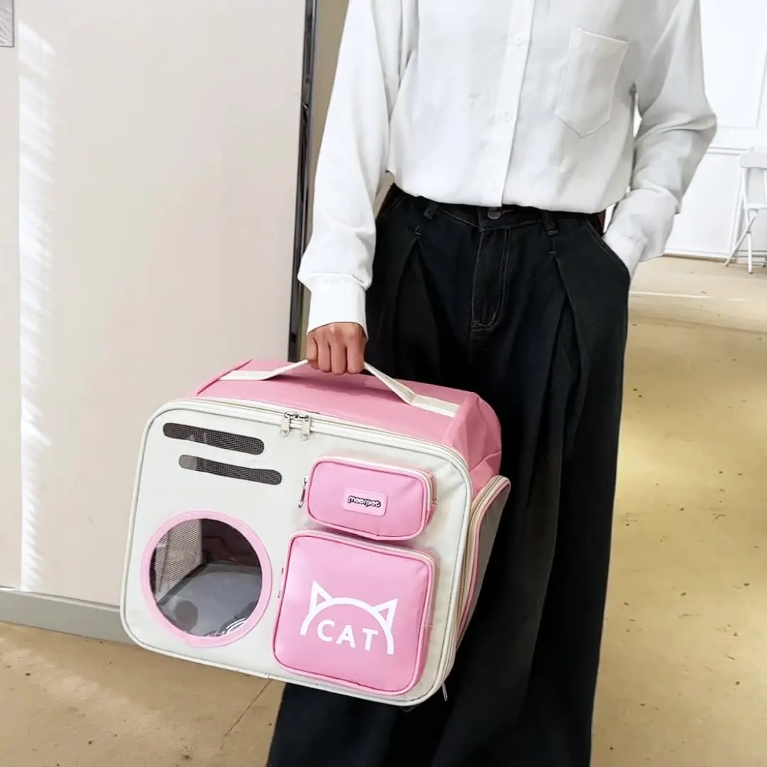 애완 동물 고양이 운반 가방 강아지 개 배낭 야외 항공사 승인 애완 동물 용품을위한 대형 뷰 통기성 캐리어 가방