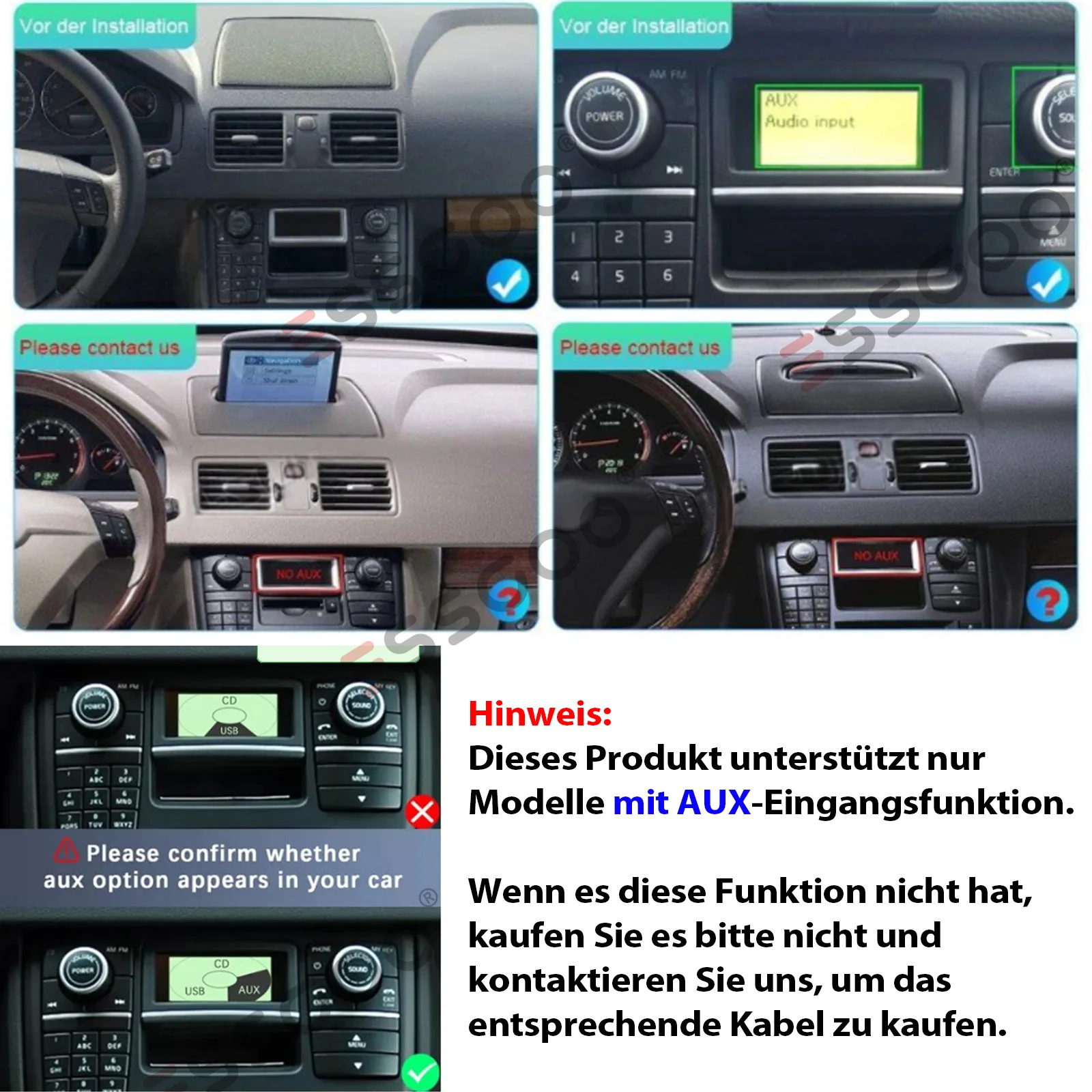 ESSGOO 9" Android 15 For Volvo XC90 2004-14 Wireless Carplay Android Auto Car Stereo Radio GPS NAVI WIFI SWC RDS USB FM BT Wifi