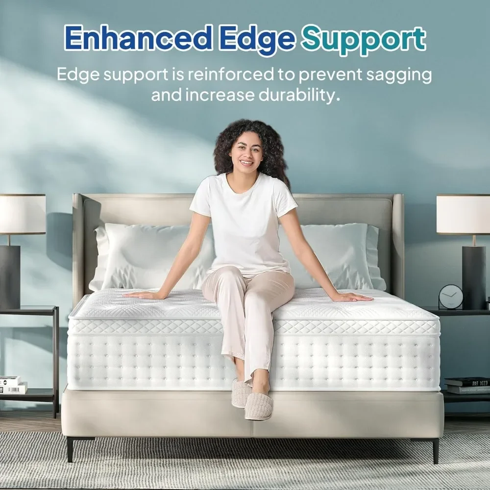 King Size Mattress, 12" Deep Sleeper Mattress, Extra Lumbar and Shoulder Support, Hybrid Plush Mattress with Gel Memory Foam 6