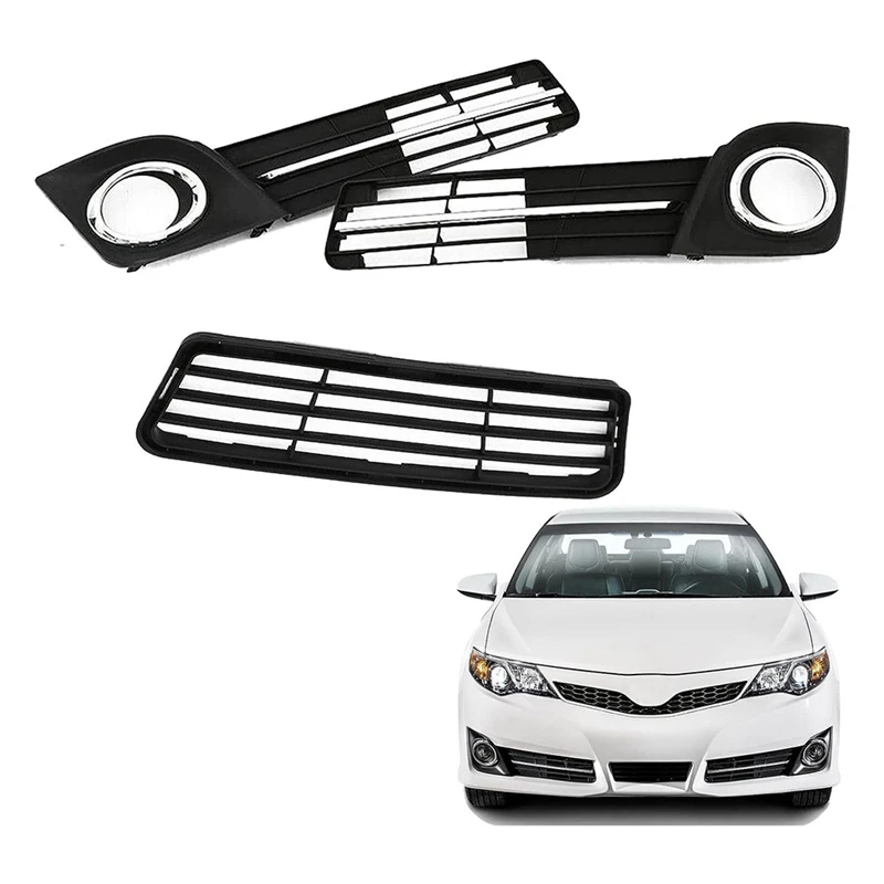 1 Set Front Bumper Lower Grille Fog Light Cover Bezel Set TO1036129 52127-06290 52128-06290 For TOYOTA CAMRY 2012-2014 Parts