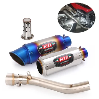 60MM Exhaust Pipe Motorcycle Escape Muffler Mid Link Pipe Slip On With DB Killer Steel Carbon FOR Honda CB650F CBR650F 2014-2018