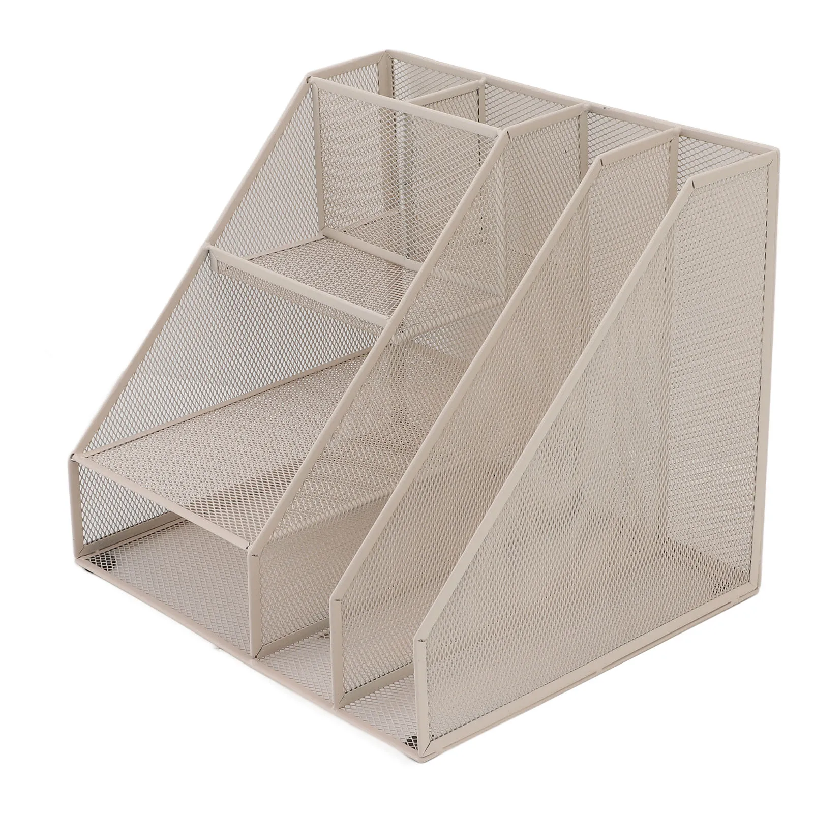 Vertical File Holder Elegant Practical Desktop File Organizer White Mesh  Iron Material for Home for Book Pencil Scissors