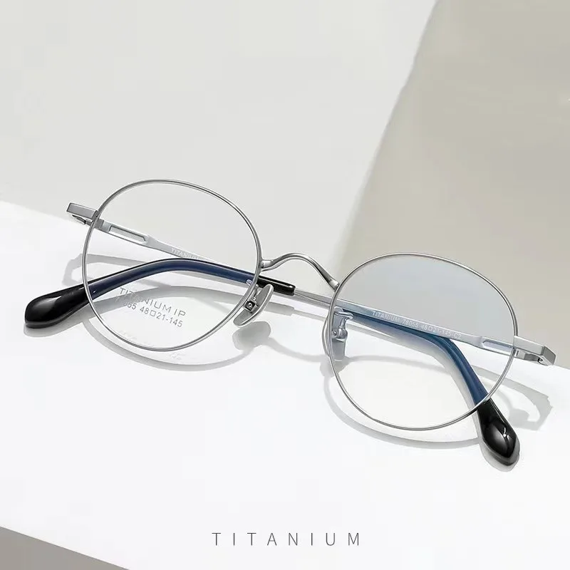 

48mm small Round Pure titanium Frames myopia Glasses Spectacles come with clear lenses Prescription eyeglass frame 78055