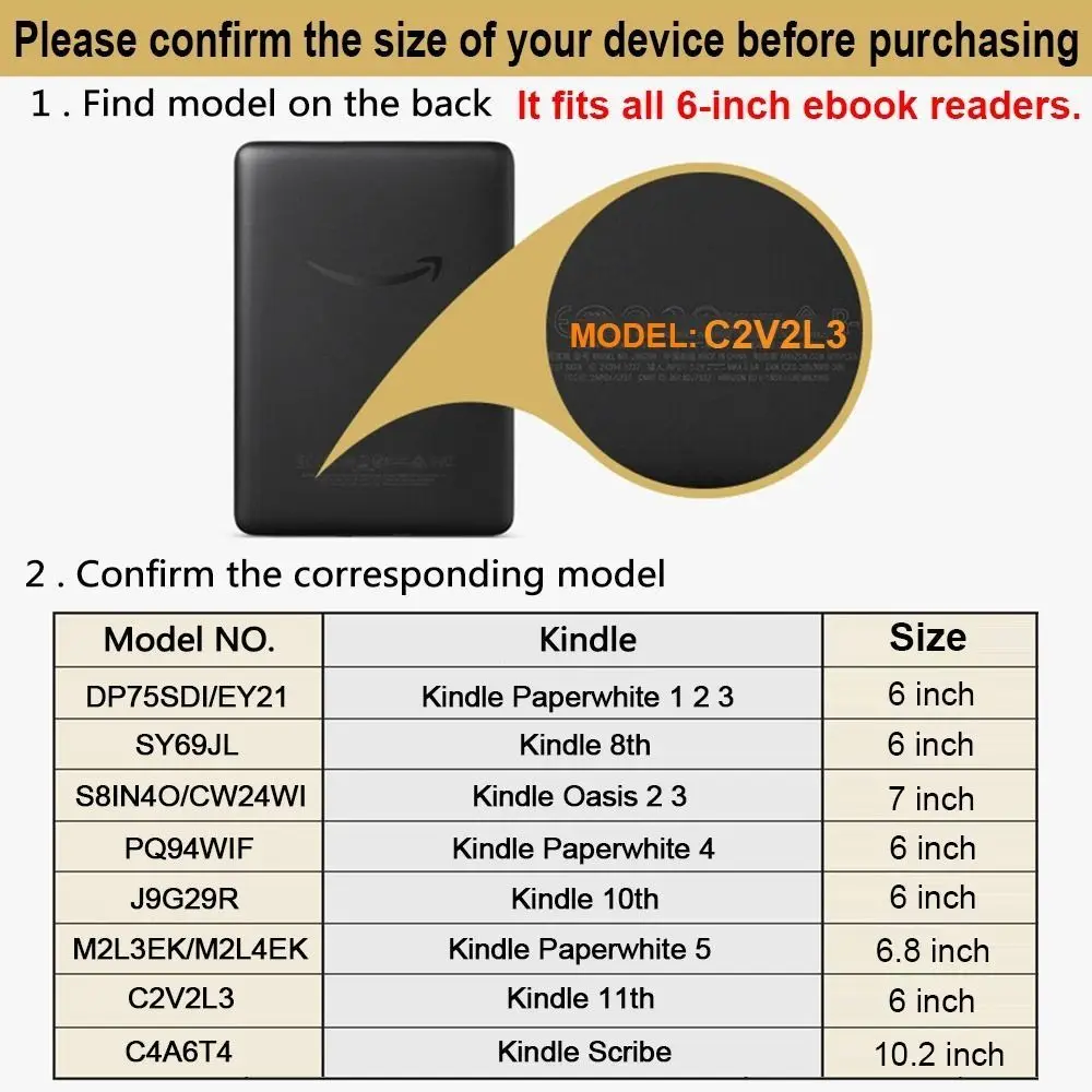 6 inch e-Reader Cover Universal Protective Case with Hand Strap Full Protection Shell for Kindle 10/11/12th Paperwhite 1/2/3/4