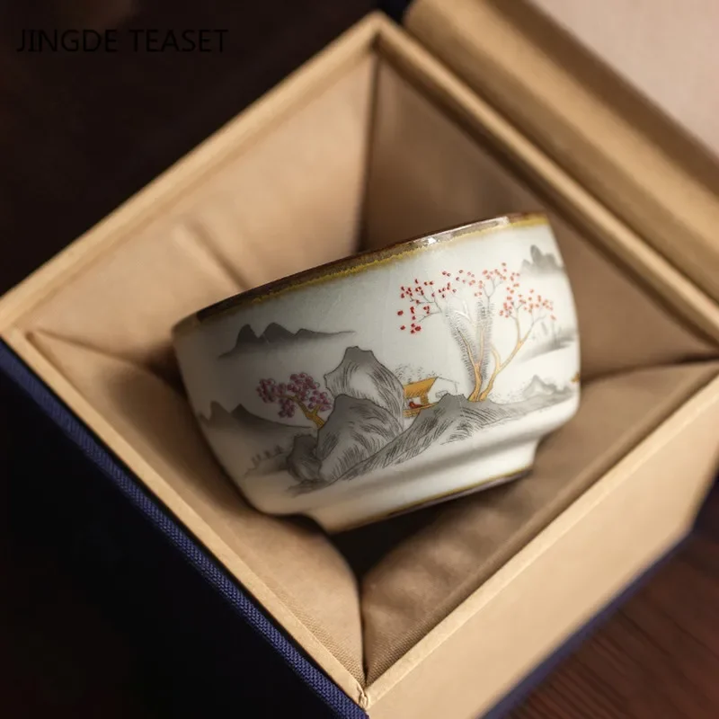 Chinese Ru Kiln Crockery Tea Cups ChaZhan Anti Scaling Retro Teacup Ceramic Multicolor Master Personal Single Cup Drinkware tea cup