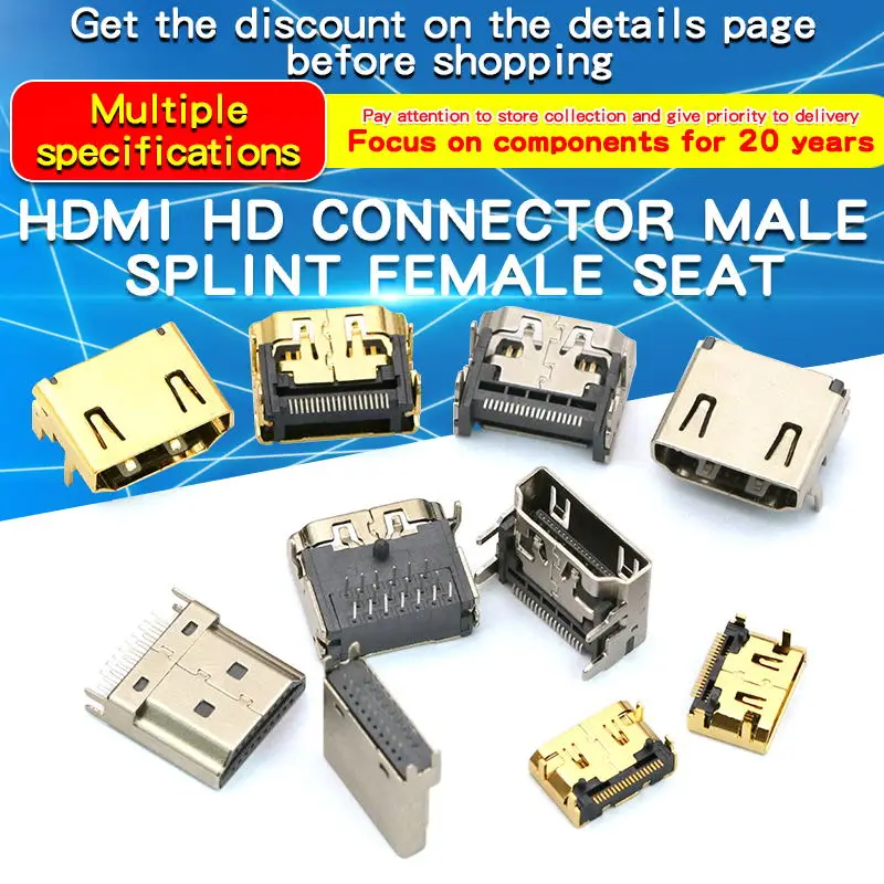 2X 690-019-298-903 Steckverbinder 19 vergoldet SMT EDAC mini HDMI Buchse PIN