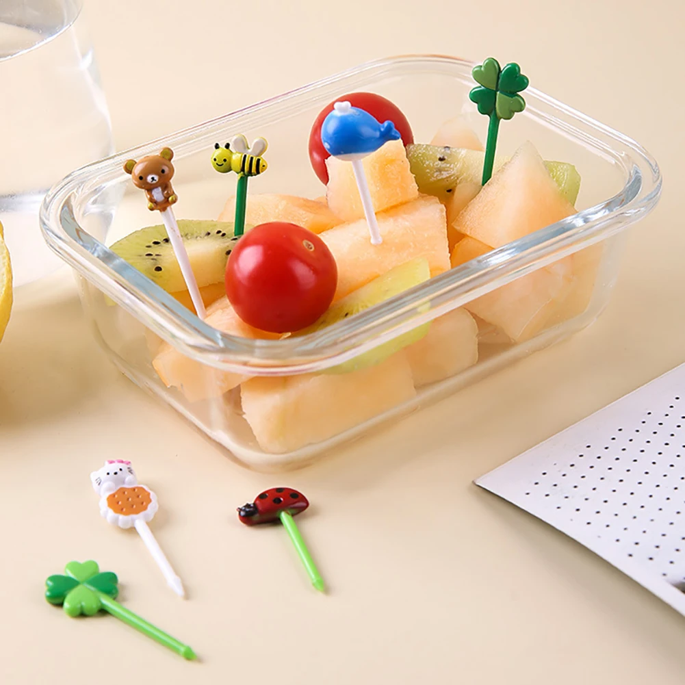 Fruit Fork 8/12Pcs Kids Fruit Picks Needle Stick Toothpicks Mini Creative Fruit Cake Dessert Food Forks Lunch Box Decor