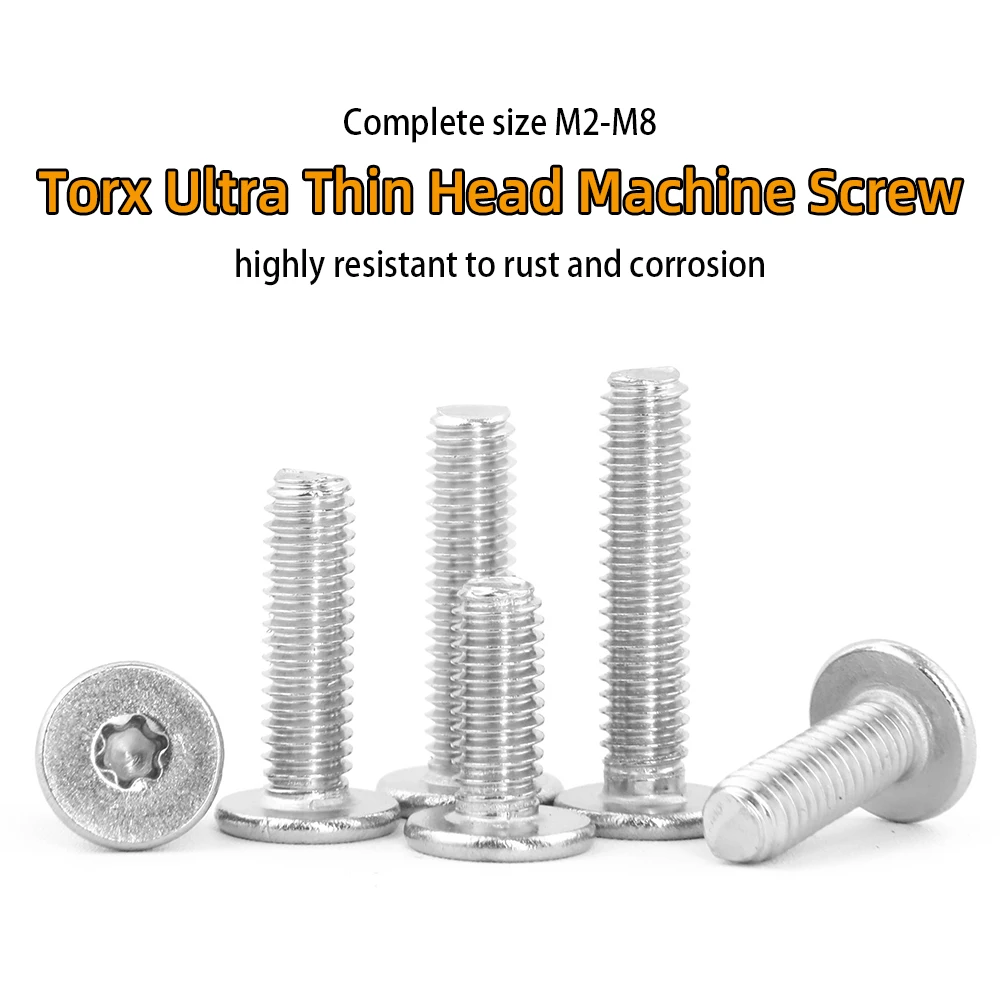 Torx Head Screws 304 Stainless Steel M2 M2.5 M3 M4 M6 M8 Six-Lobe Ultra Low Flat Wafer Head Machine