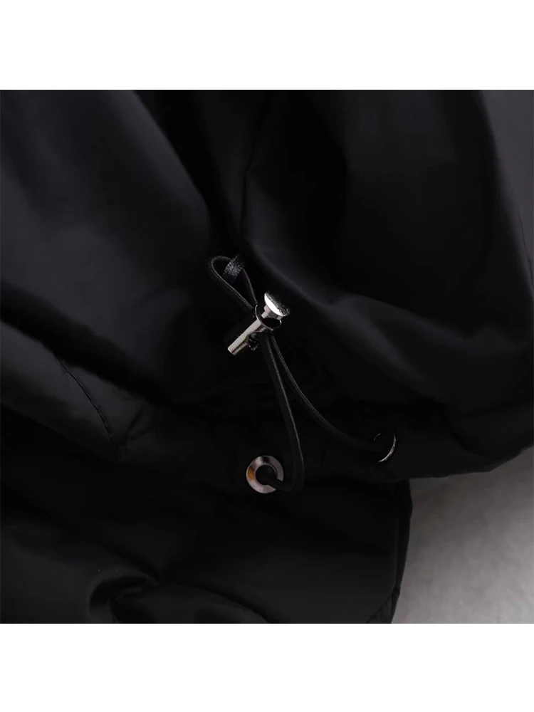New Autumn Women Oversize Quilted Flight Jacket Vintage Black Long Sleeve Female Zipper Outerwear Loose Coat Dropshipping