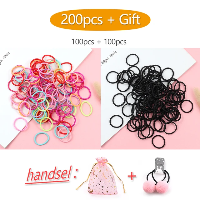 100PCS/Set Girl Hair Ring Children Ponytail Elastic rubber band hair band Hair Accessories girl Headband Scrunchie Headdress Set 200pcs-31