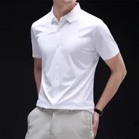 Chemise à manches courtes pour hommes, décontractée, couleur unie, résistante aux rides, confortable, polyvalente, toutes saisons, nouvelle collection 3