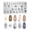 Leaves Flower Nail Art Stamping Plates Triangle Drawing Template Geometric Stripe Line 3D Image Stencil Mold Printing Tools 4