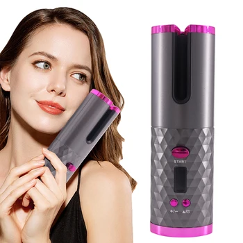 Cordless Automatic Rotating Hair Curler USB Rechargeable Curling Iron LCD Display Temperature Adjustable Hair Curler RollersTool 1