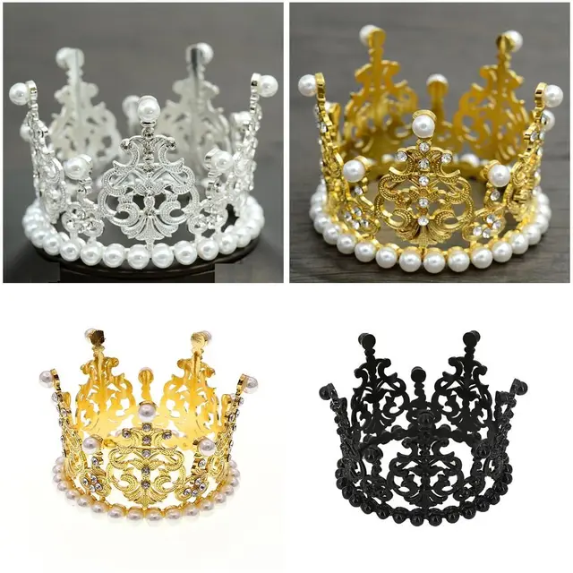 1pcs Princess Birthday Party Cake Topper Decorative Children Baby Crown Cake Decoration Elegant Gold Silver Color.jpg