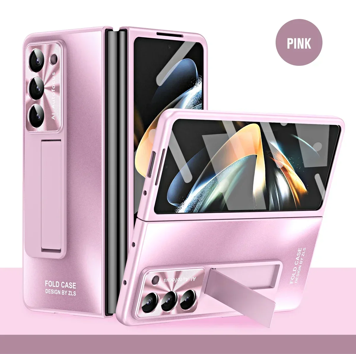 Plating Hinge 360° Shockproof Kickstand Case with Pen and Full Screen Protector