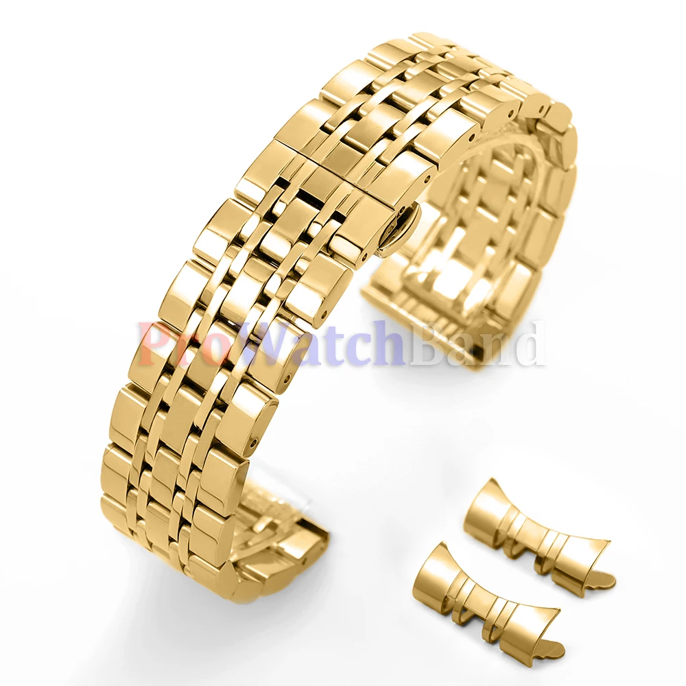 Elegant Curved End Stainless Steel Watchband Bracelet