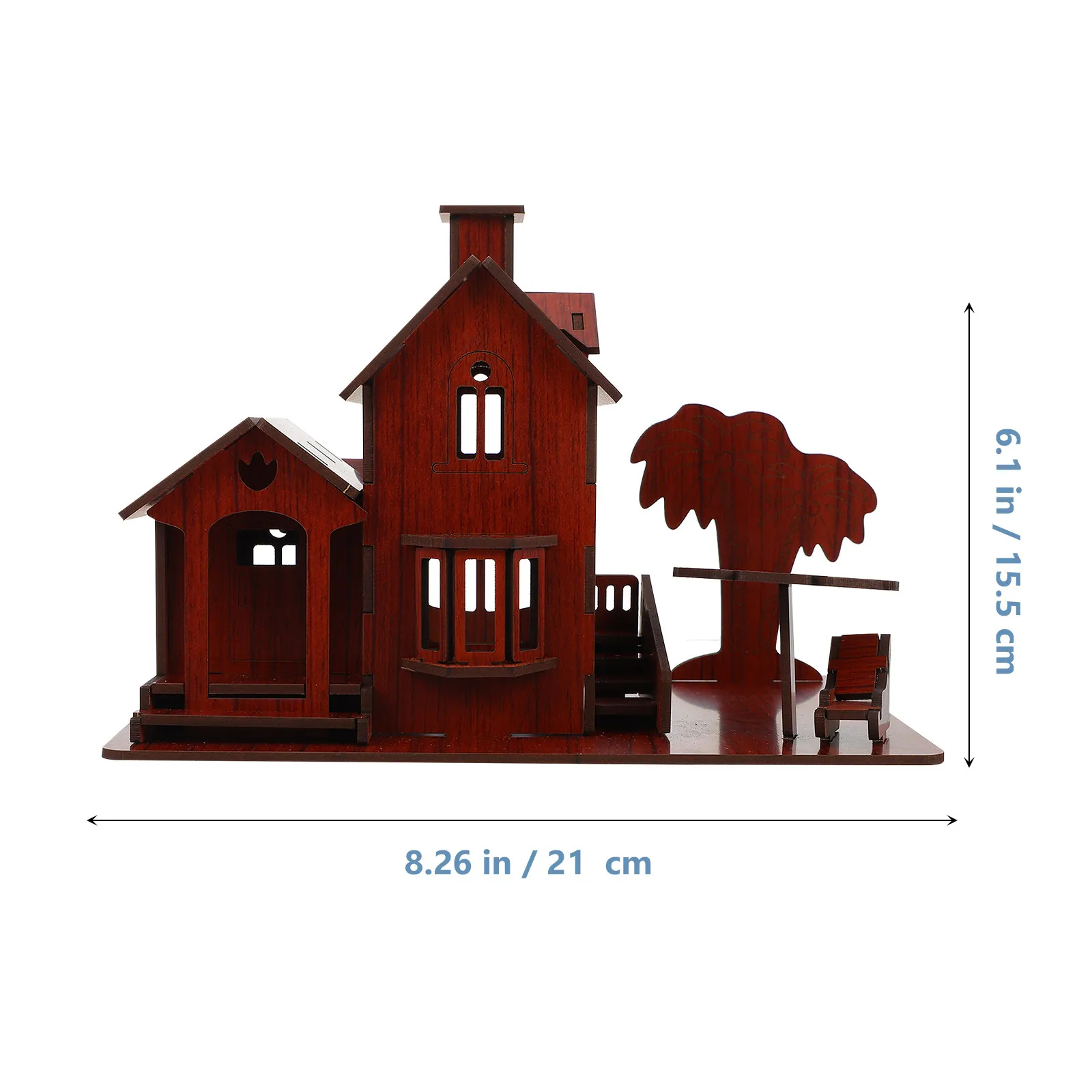1Pcs 빌라 퍼즐 나무 DIY 교육용 장난감 어린이 조립 집 데스크탑 장식품 3D 자체 조립 퍼즐