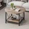 Round Coffee Table with Storage, Rustic Living Room Tables with Sturdy Metal Legs, OAK 3