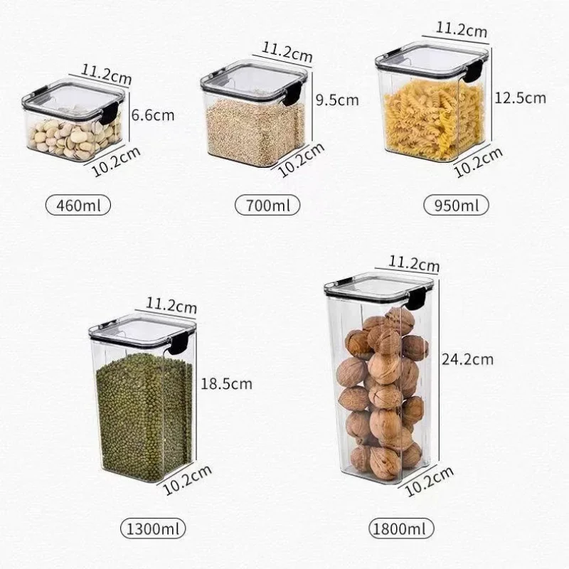 Food Storage Kitchen Containers Plastic Box Jars for Bulk Cereals Kitchen Organizers for Pantry Organizer Jars With Lid Home Set 6