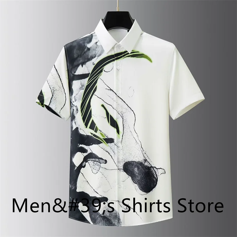 Men's Shirt 3D Printing Formal Wear Button Short Sleeve Shirt Daily Outing Business Office Clothing
