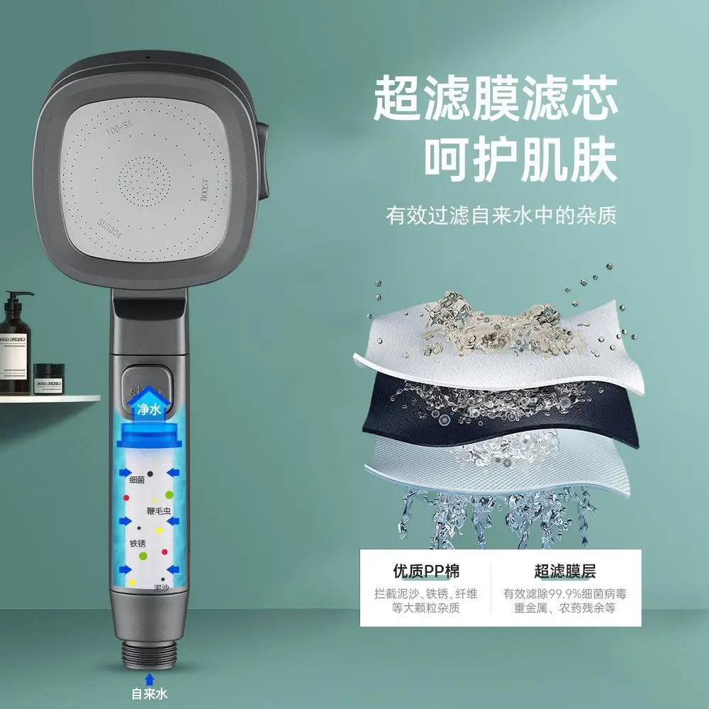 Upgraded 4 Modes High Pressure Shower Head with Stop Button Filiter Showers Massage Spa Handheld Showerhead Bathroom Accessories 4