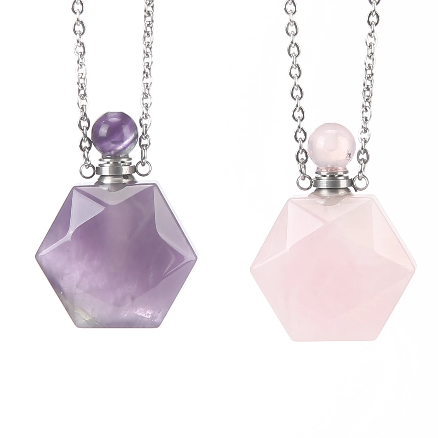 Natural Crystal Hexagonal Perfume Bottle Pendant Fashion Personality Party Pendant Use Pendant Anytime Anywhere