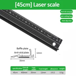 Durable Aluminum Alloy Non - Slip Precision Measuring Ruler (45cm)