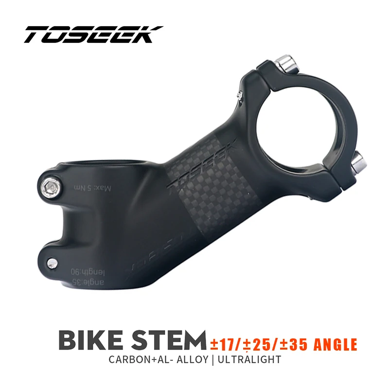 

Toseek 31.8mm Carbon Stem Ultralight Mtb Power 10/17/25/35 Degree Bicycle Handlebar Stem 70/80/90/100 Road Mountain Bike Table