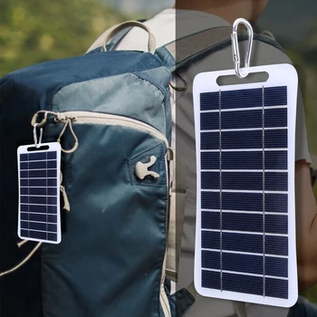 2W 5V Portable Solar Panel USB Battery Charger Power Emergency Panel Waterproof Phone Power Bank for Camping Backpacking Hiking 6