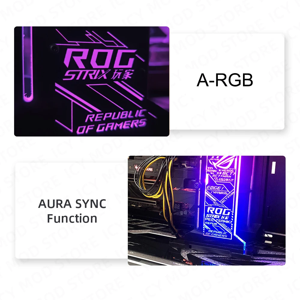 Suporte de Rog Vga com Suporte Vertical do Gpu do Lcd Argb 2.4 Polegada Tela Monitor de Dados da Temperatura do Diodo Emissor de Luz da Sincronização do Gpu Apoio Aida64 Ventiladores e resfriadores - Imagem 2