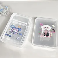 Plastic Transparent Storage Box With Lid Stickers Collection Desktop Container Case Photocard Holder Home Small Card Storage Box 1
