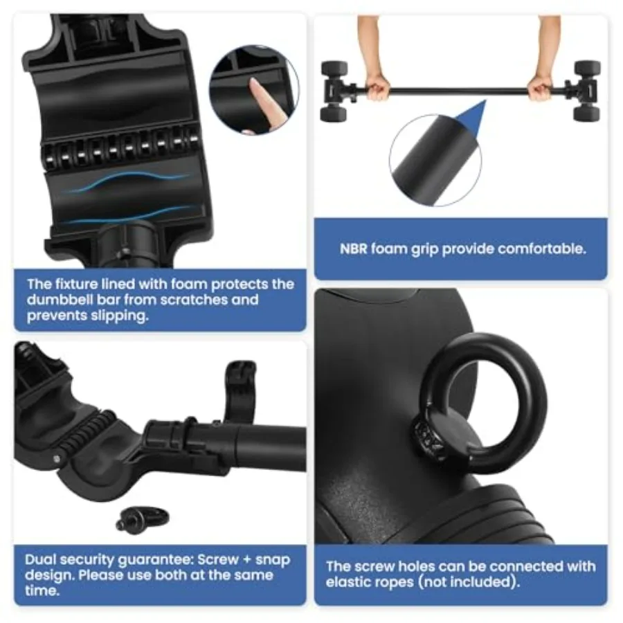 Dumbbell to Barbell Converter 2.0 – Transform Dumbbells into Barbell Set for Home Gym, Adjustable Weight Bar with Anti-Slip Foam