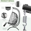 2 Person Double Egg Chair Outdoor Patio Wicker Loveseat Hanging Chair Swing Egg Chairs with Beige Cushions Double Seats 5