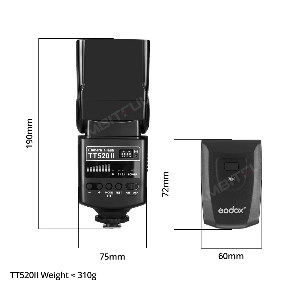 Camera Flash Godox TT520 II Flash TT520II with Build-in 433MHz Wireless Signal + Flash Trigger for Canon Nikon Pentax Olympus DSLR Cameras