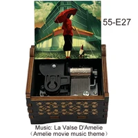 France Amelie Movie Black Wooden Music Box, Mechanical Color Print Kids Birthday Gift Lovely Christmas Decoration 2