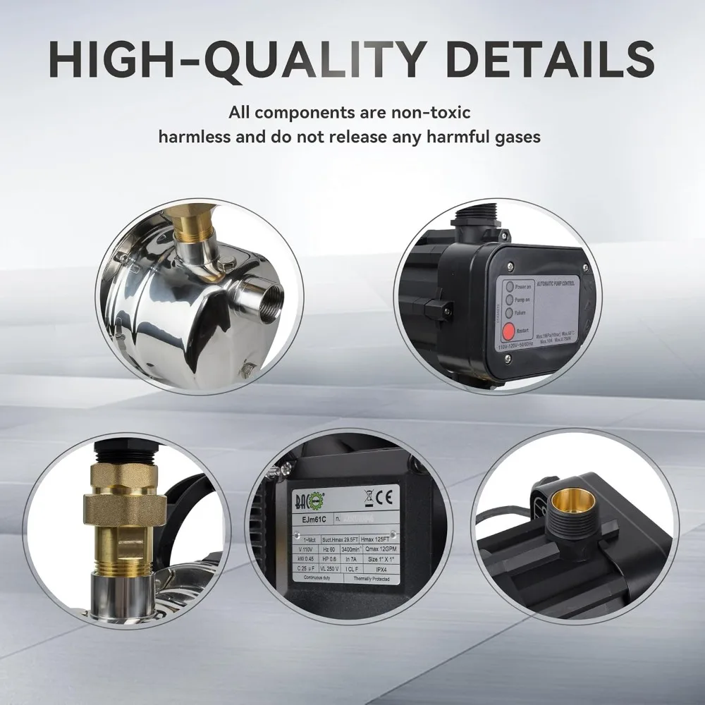 Stainless Steel Smart Controller Water Pressure Booster Pump for Tankless Supply Pressurization