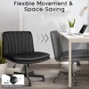 PU Leather Armless Cross Legged Office Desk Chair for Home Office, Modern Swivel Height Adjustable Wide Seat, Offices Chairs 4