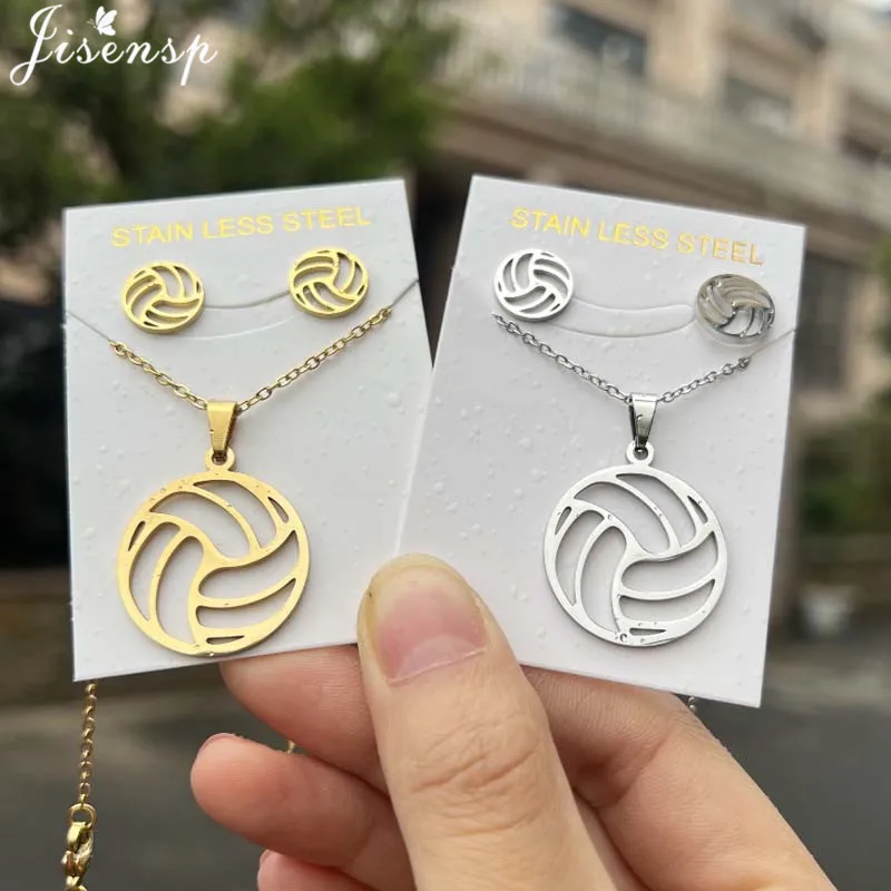 Punk Stainless Steel Beach Volleyball Necklaces Hollow Ball